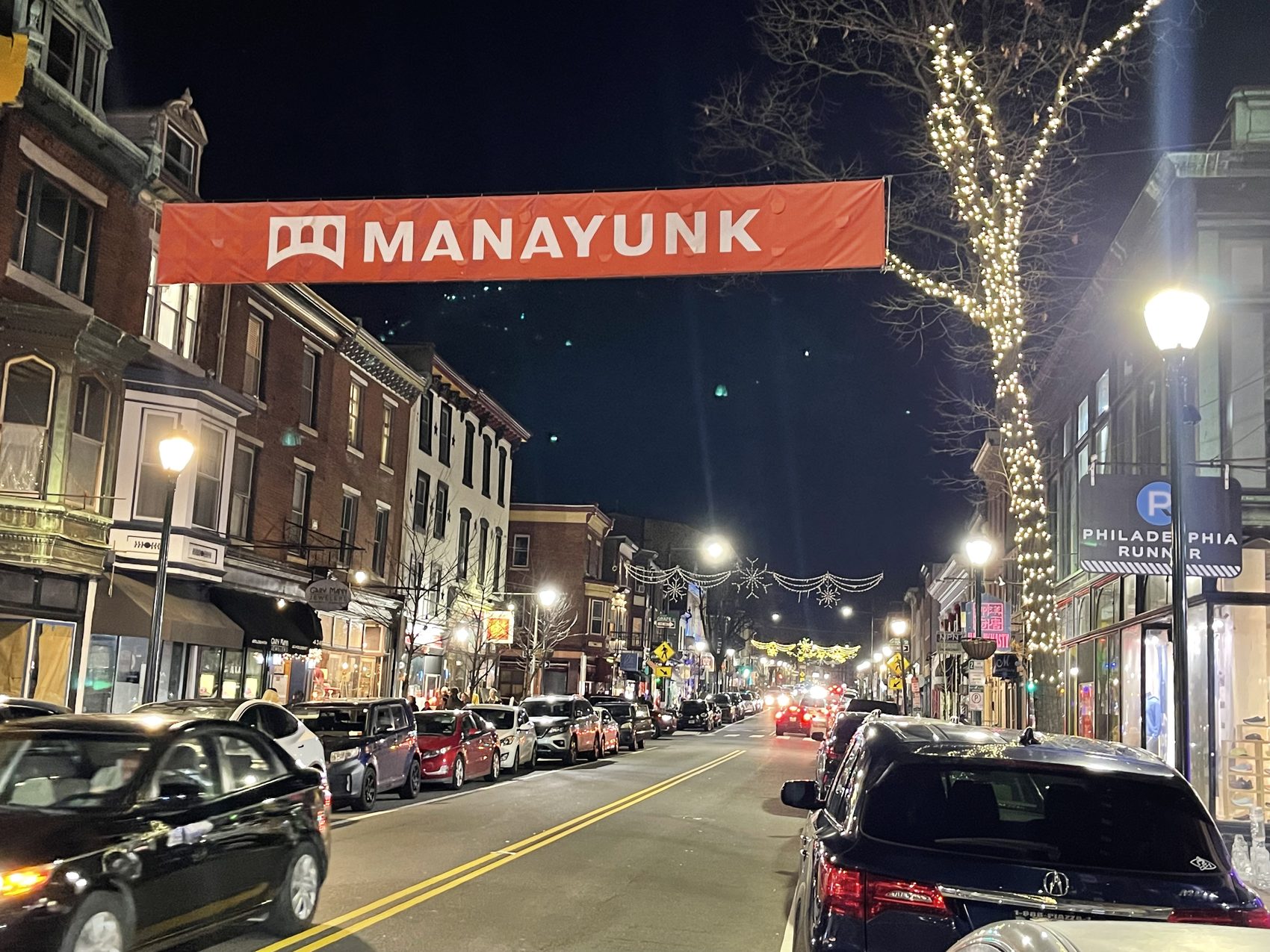 Main Street, Manayunk, at night